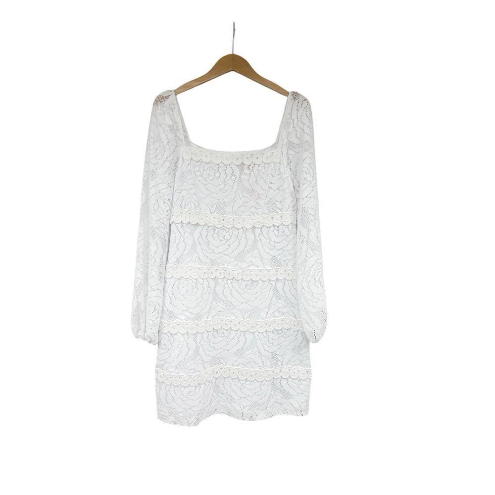 Lilly Pulitzer Zoella Dress‎ Resort White Bungalow Blossom Lace Beach Sz 8 New